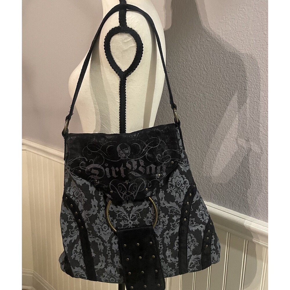 Vintage Y2K Dirtbag Clothing Damask Skull Hobo Bag 2000s Grunge Mall Goth